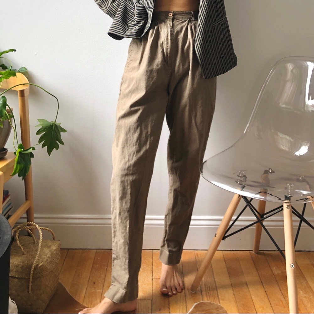 VINTAGE LINEN HIGH RISE TROUSERS - Picture 2 of 4